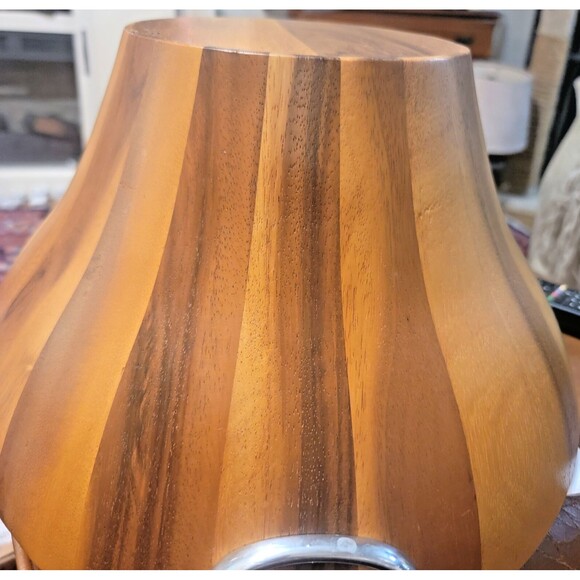 Luxury Nambe Acacia Wood Large Salad Serving Bowl Fork & Spoon Silver Accents - Picture 7 of 16